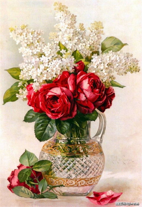 佳作欣賞 法國水彩畫家Raoul Maucherat De Longpre水彩花卉作品