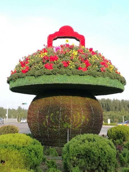 立體鮮花雕塑造型定制廠家 大型戶外花籃雕塑造型專業(yè)定制