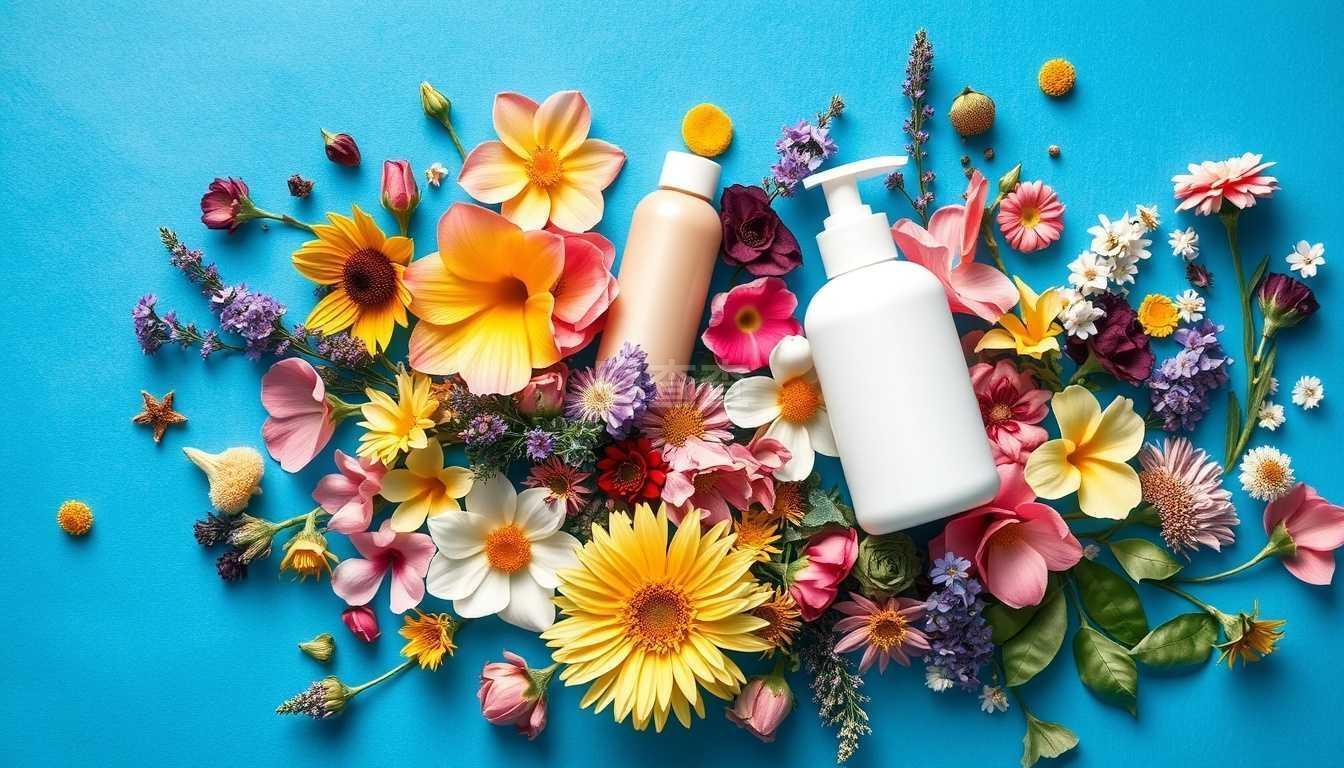 由野生療愈花和水療產品制成的花卉圖案